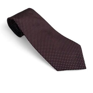Lauren Ralph Lauren Silk Tie Men OS Burgundy Geometric Micro Print Made in Italy